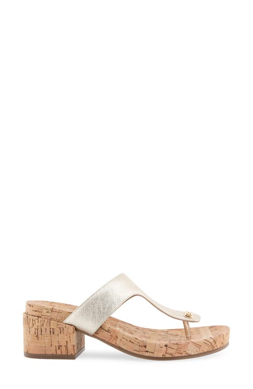 Aerosoles Clio T-strap Sandal In Gold Metallic Leather/cork