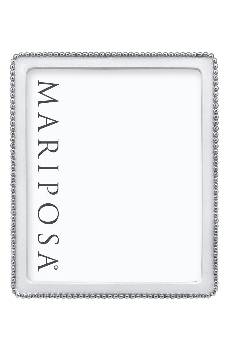 Mariposa Beaded Sand Cast Aluminum Picture Frame, Alternate, color, White