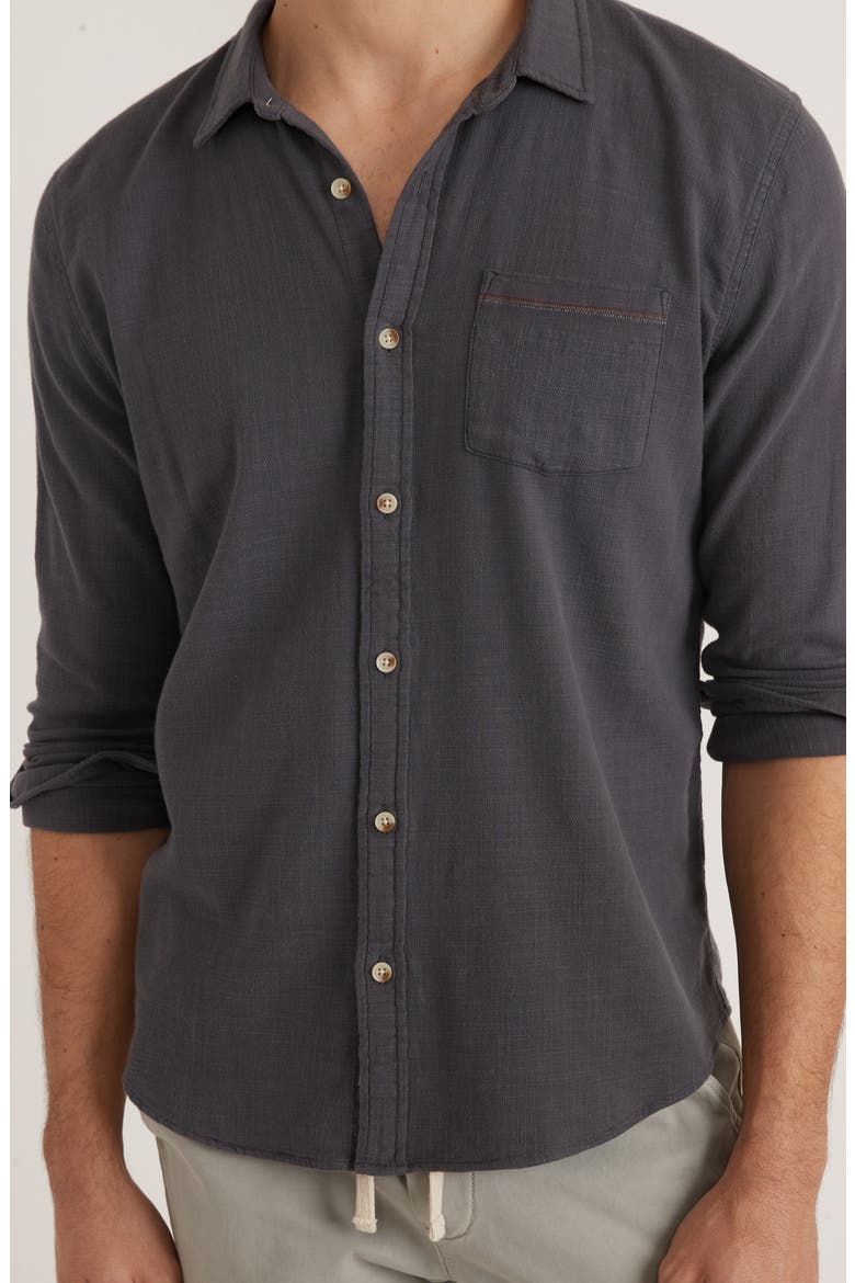 Selvage Stretch Button-Up Shirt, Alternate, color, INDIA INK