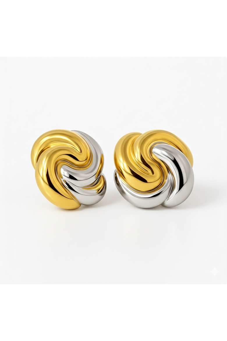 18K Gold Plated Swirl Knot Stud Earrings, Main, color, yellow