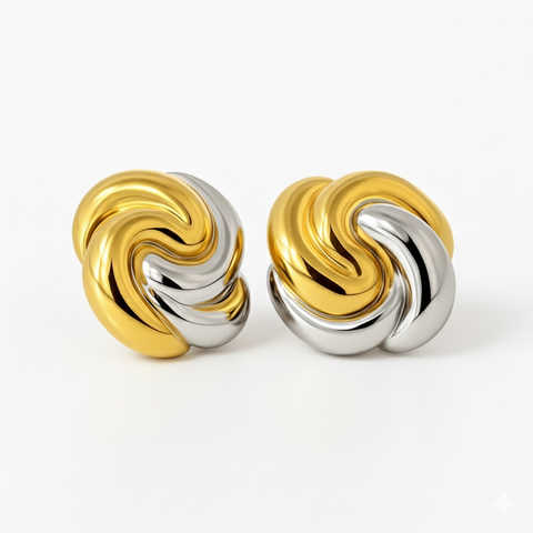 18K Gold Plated Swirl Knot Stud Earrings