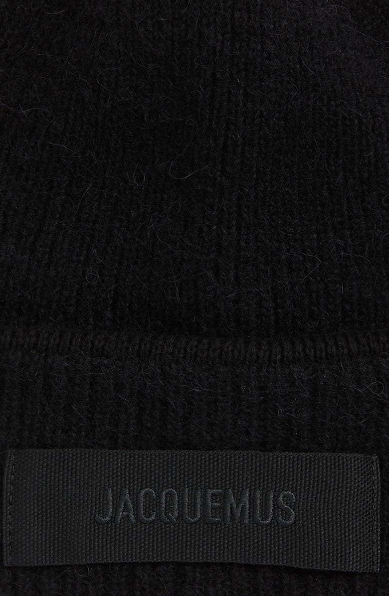 Jacquemus Le Bonnet Grosgrain Alpaca & Wool Blend Beanie, Alternate, color, Black 990