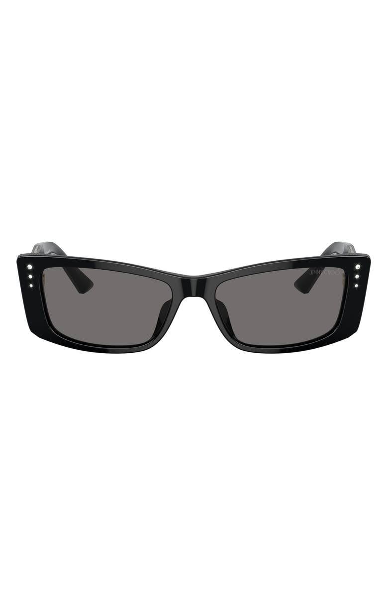 Jimmy Choo 55mm Square Sunglasses, Main, color, Black