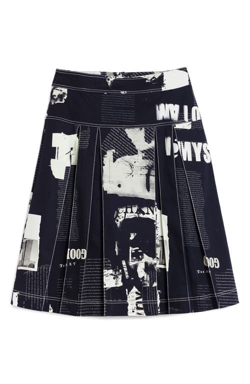 Desigual Box Pleat Patchwork Skirt In Black