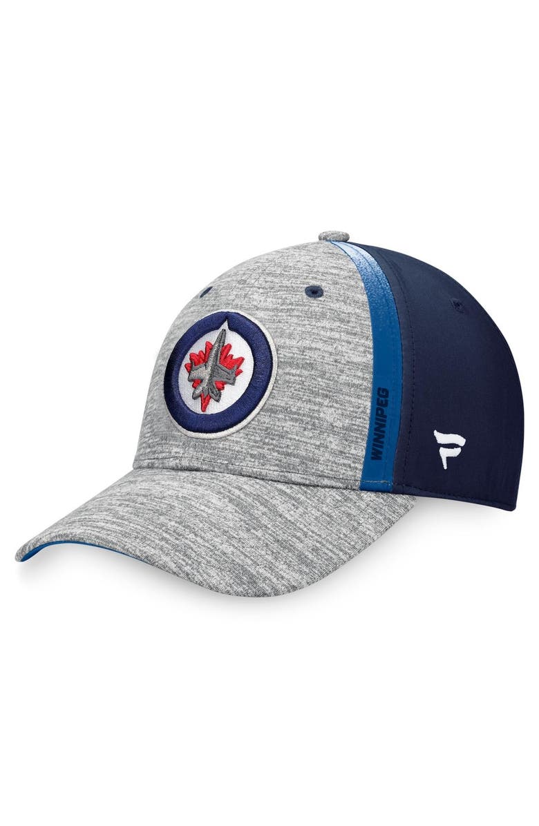FANATICS Men's Fanatics Branded Gray/Navy Winnipeg Jets Defender Flex Hat, Main, color, 
