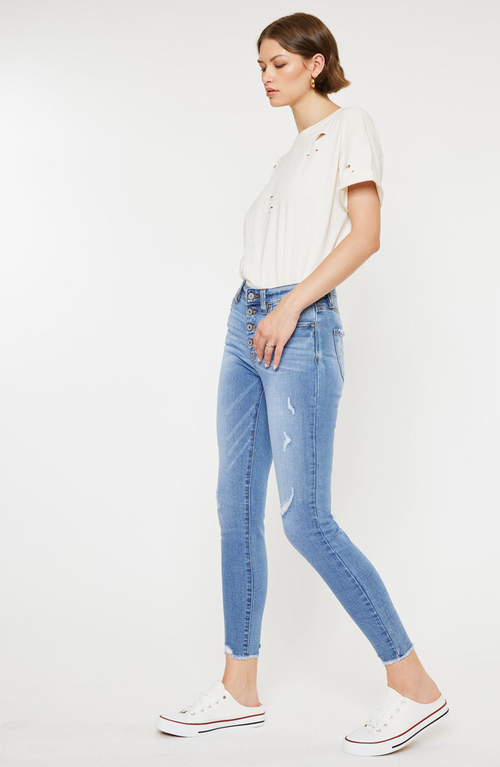 Kancan Cecilia High Rise Ankle Skinny Jeans In Blue