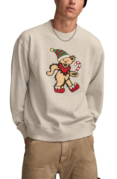 Grateful Dead Santa Bear Appliqué Cotton Sweatshirt