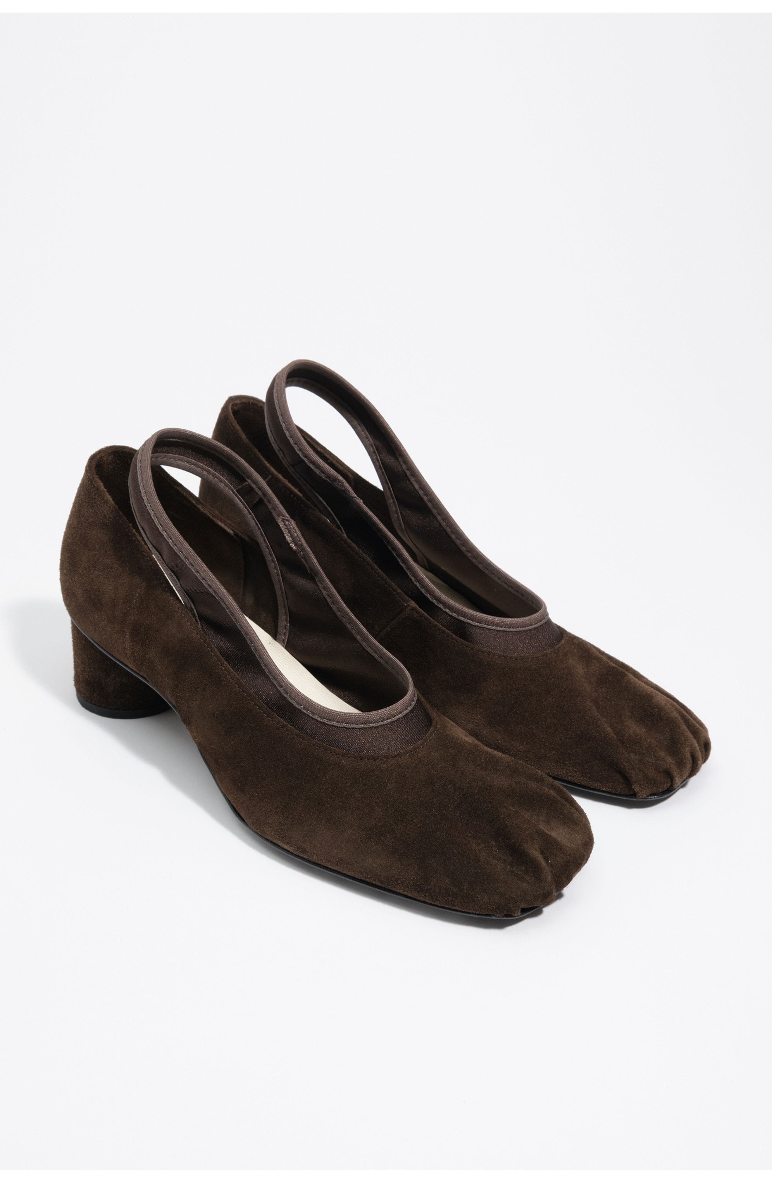Suede tricot court shoe, Alternate, color, DARK BROWN