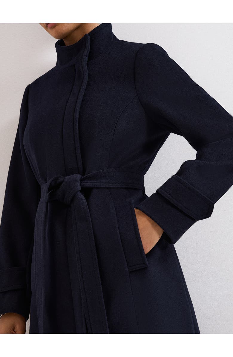 Phase Eight Belted Funnel Collar Coat, Alternate, color, Navy