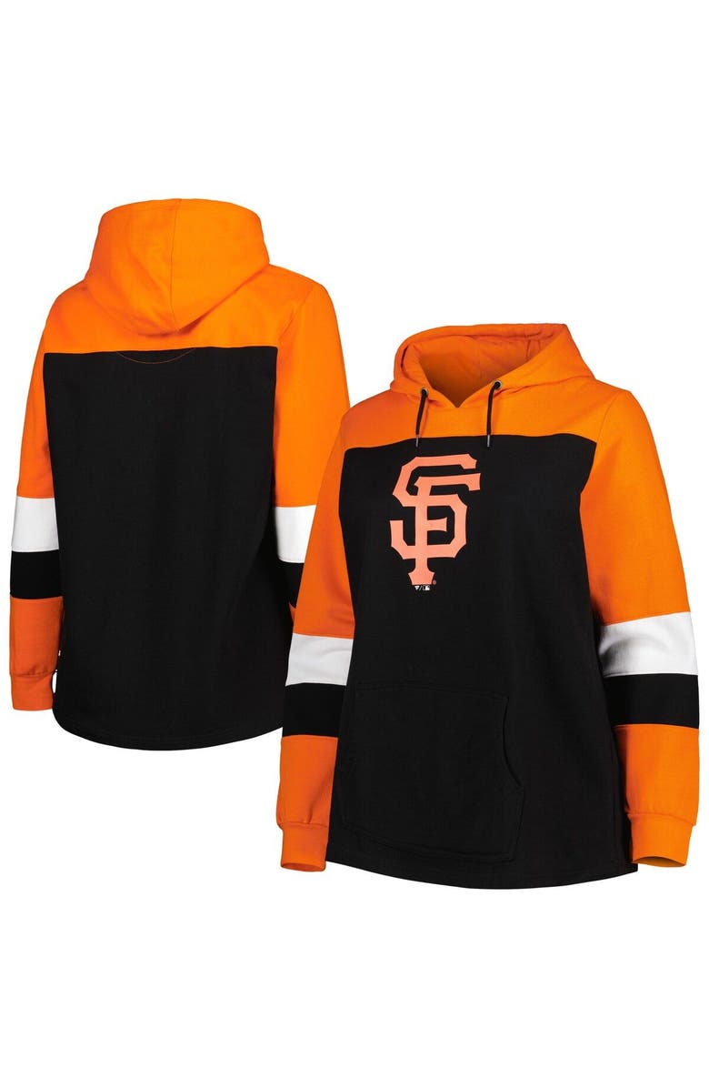 PROFILE Women's Black San Francisco Giants Plus Size Colorblock Pullover Hoodie, Main, color, Black