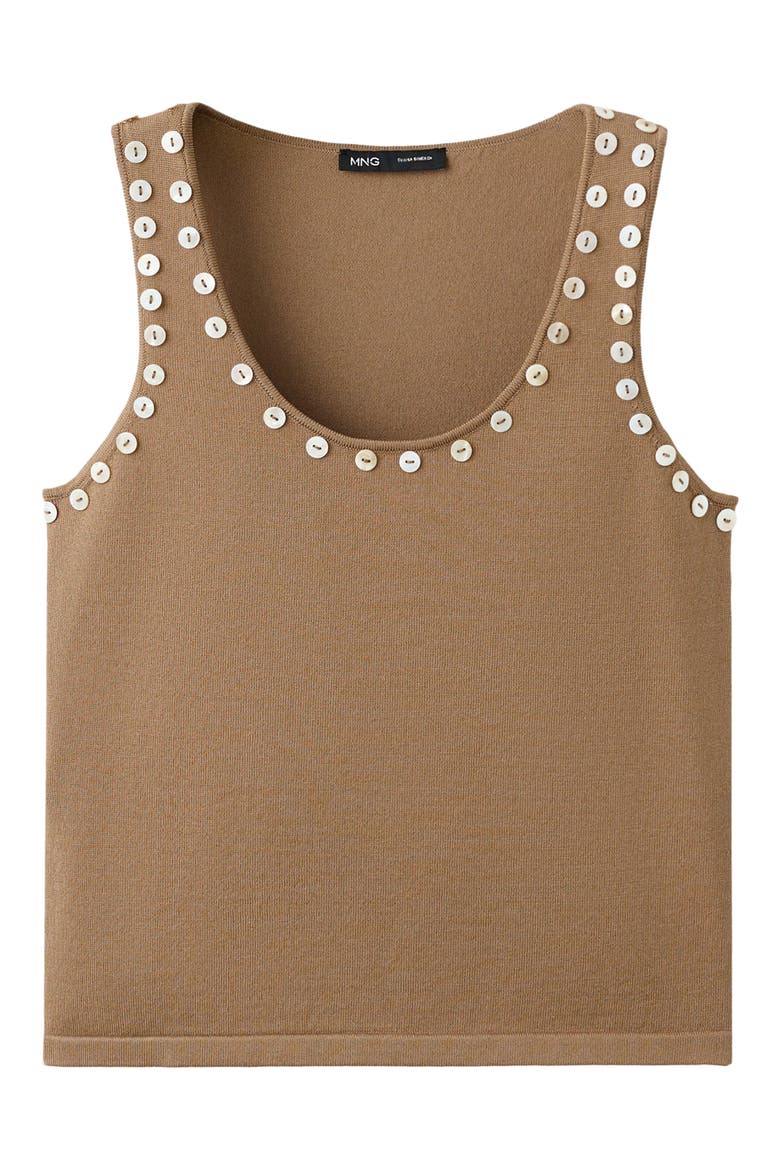 Button Trim Tank, Alternate, color, CARAMEL