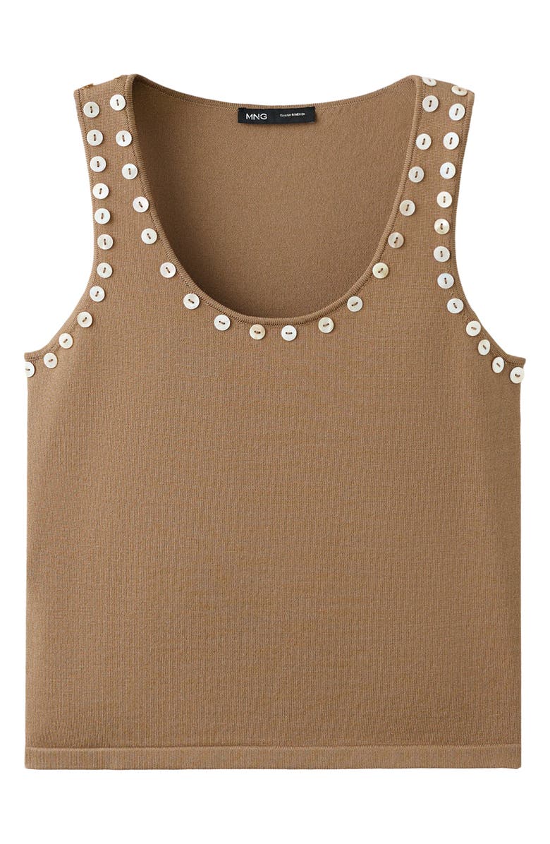 MANGO Button Trim Tank, Alternate, color, Caramel