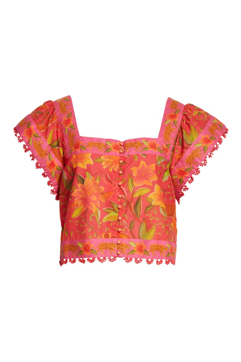 Solar Forest Square Neck Cotton Blouse, Alternate, color, SOLAR FOREST