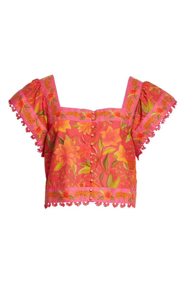 FARM Rio Solar Forest Square Neck Cotton Blouse, Alternate, color, 