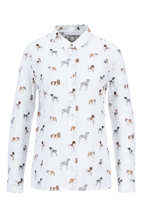 Barbour Safari Dog Print Button-up Shirt In White