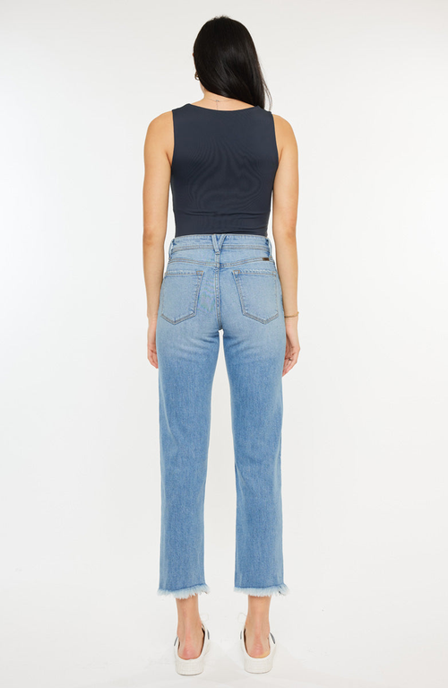 Kancan Nancy Essentials High Rise Slim Straight Leg Jeans In Blue