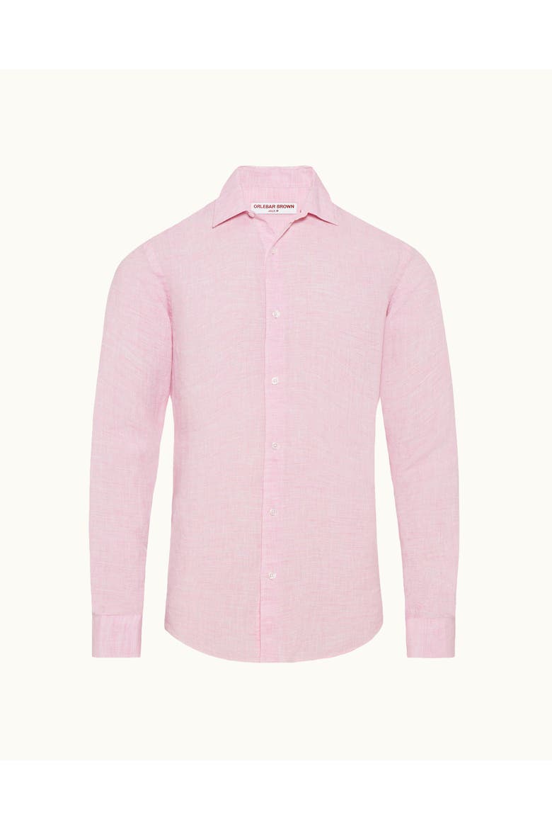 Giles Linen Tailored-Fit Shirt, Alternate, color, Pale Pink/White