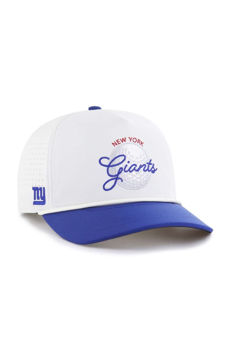 '47 Men's '47 White/Royal New York Giants Gimmie Golf Hitch Rope Adjustable Hat, Main, color,