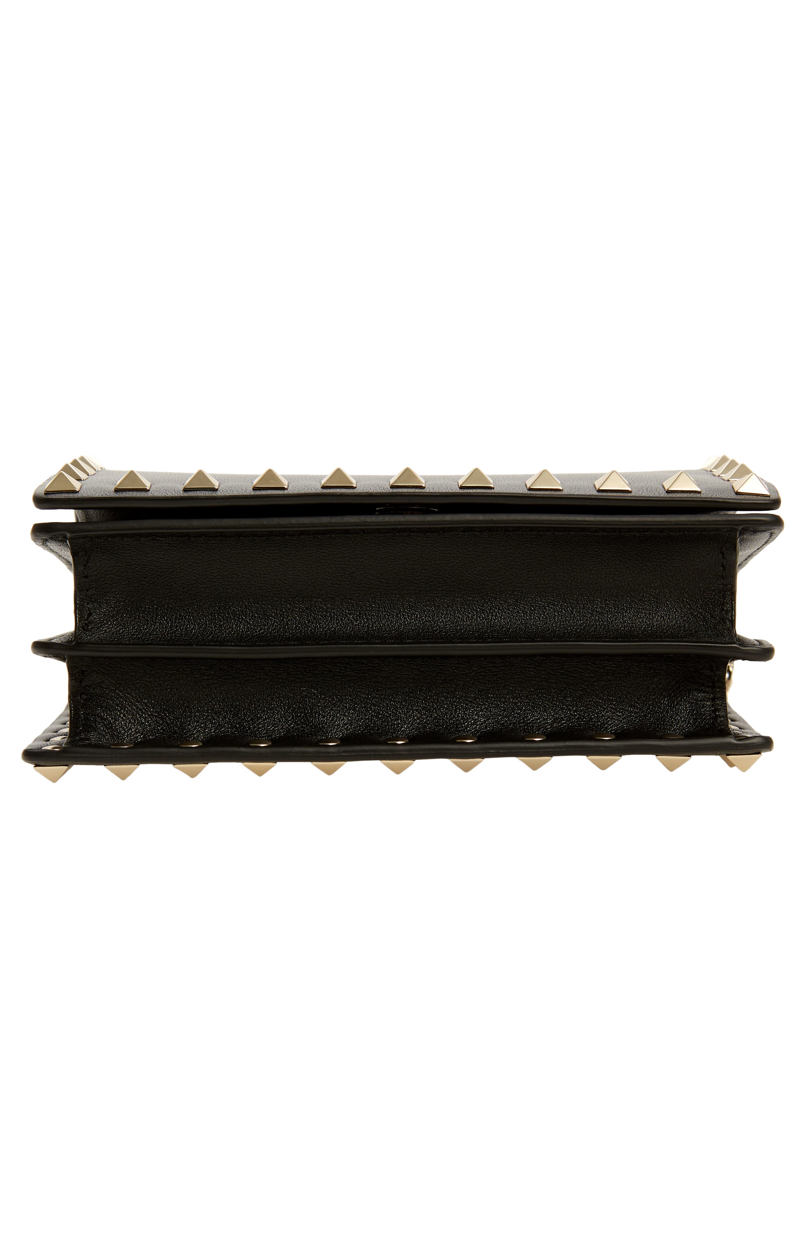 Rockstud Leather Wallet on a Chain, Alternate, color, NERO