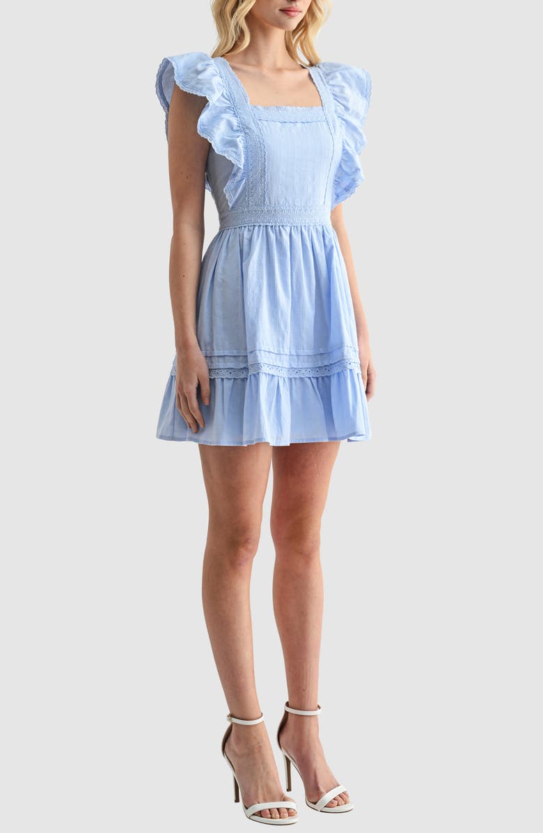 Lush Lace Trim Ruffle Minidress, Alternate, color, Light Blue