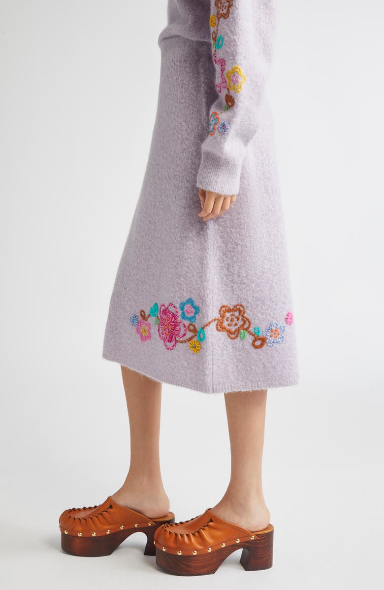 YanYan Fafa Floral Embroidered Alpaca & Wool Blend Pencil Skirt, Alternate, color, Lilac