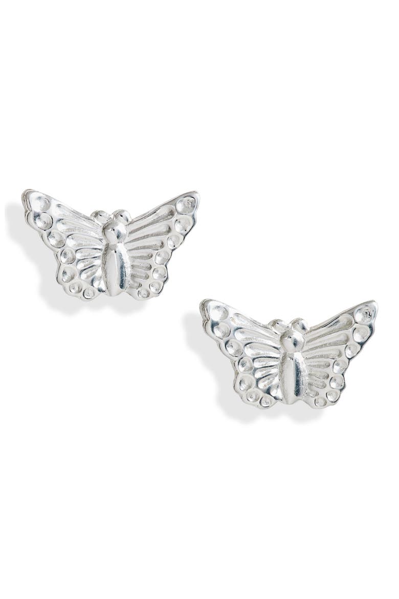 Madi Butterfly Stud Earrings, Main, color, SILVER