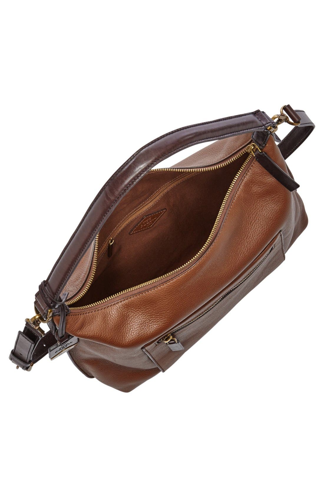 'Vickery' Leather Shoulder Bag, Alternate, color, BROWN