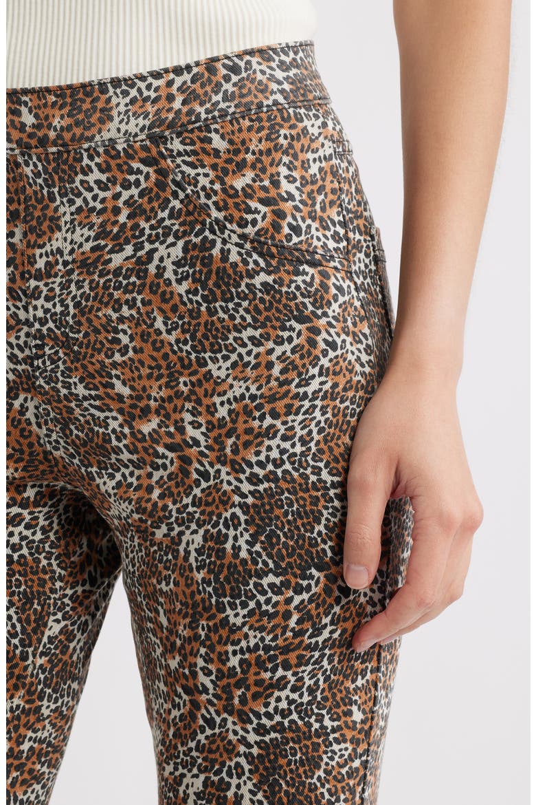 Leopard Print Pull-On Bootcut Jeans, Alternate, color, BROWN