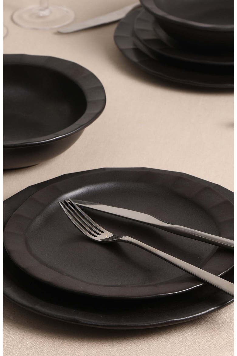 Oasis Stoneware 4-Piece Dinner Plate Set, Alternate, color, Black