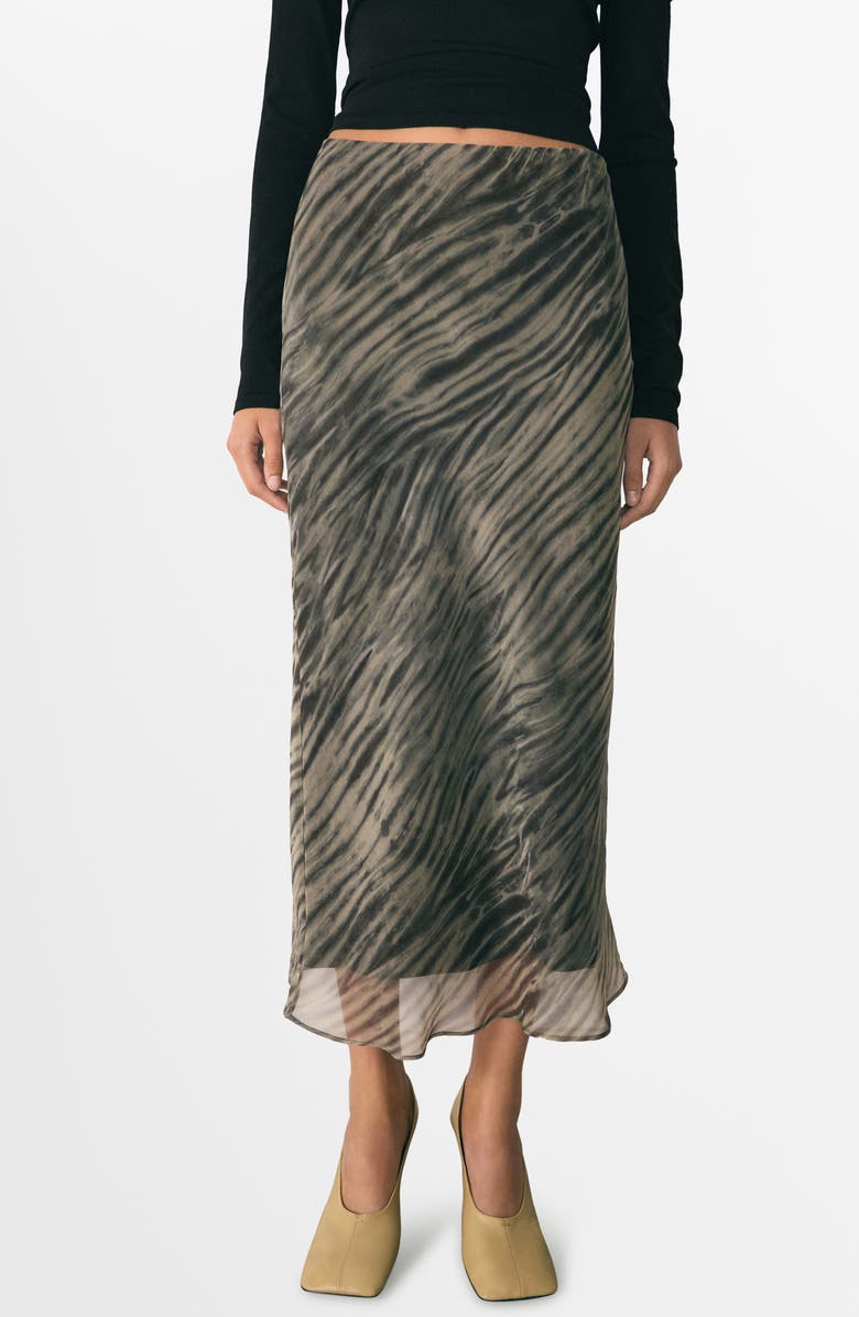 MANGO Stripe Organza Skirt, Main, color, 