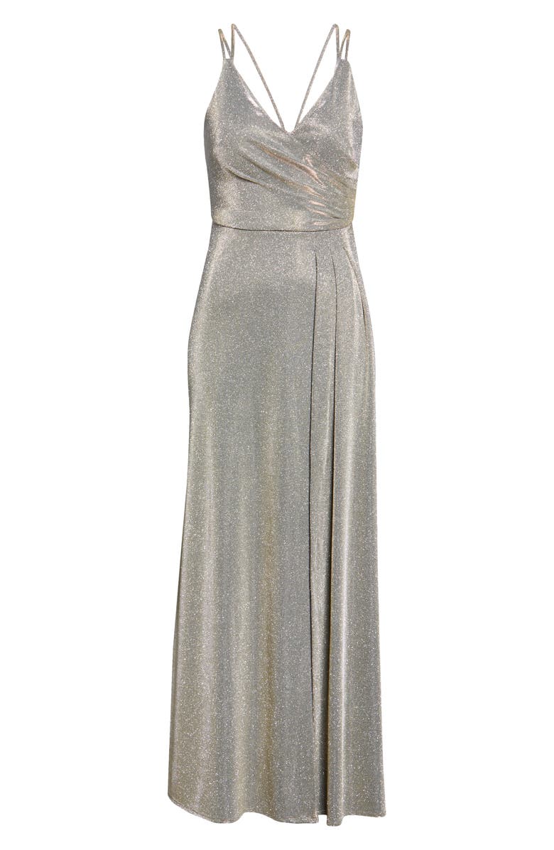 Morgan & Co. Shimmer Wrap Front Gown, Alternate, color, 
