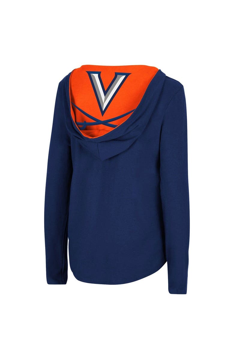 COLOSSEUM Women's Colosseum Navy Virginia Cavaliers Catalina Hoodie Long Sleeve T-Shirt, Alternate, color, 