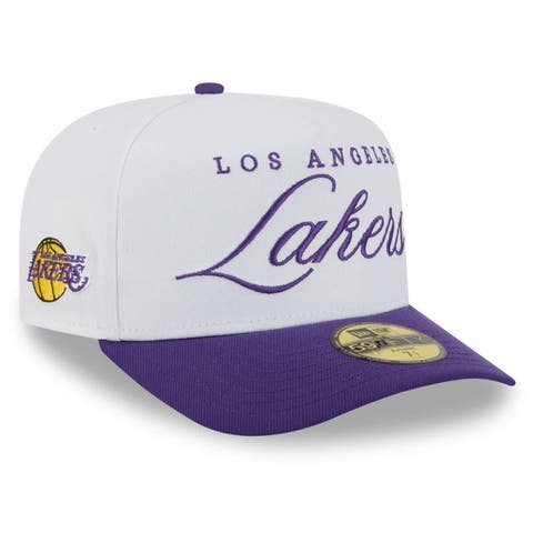 Men's New Era White/Purple Los Angeles Lakers 2025 NBA Draft A-Frame 59FIFTY Fitted Hat