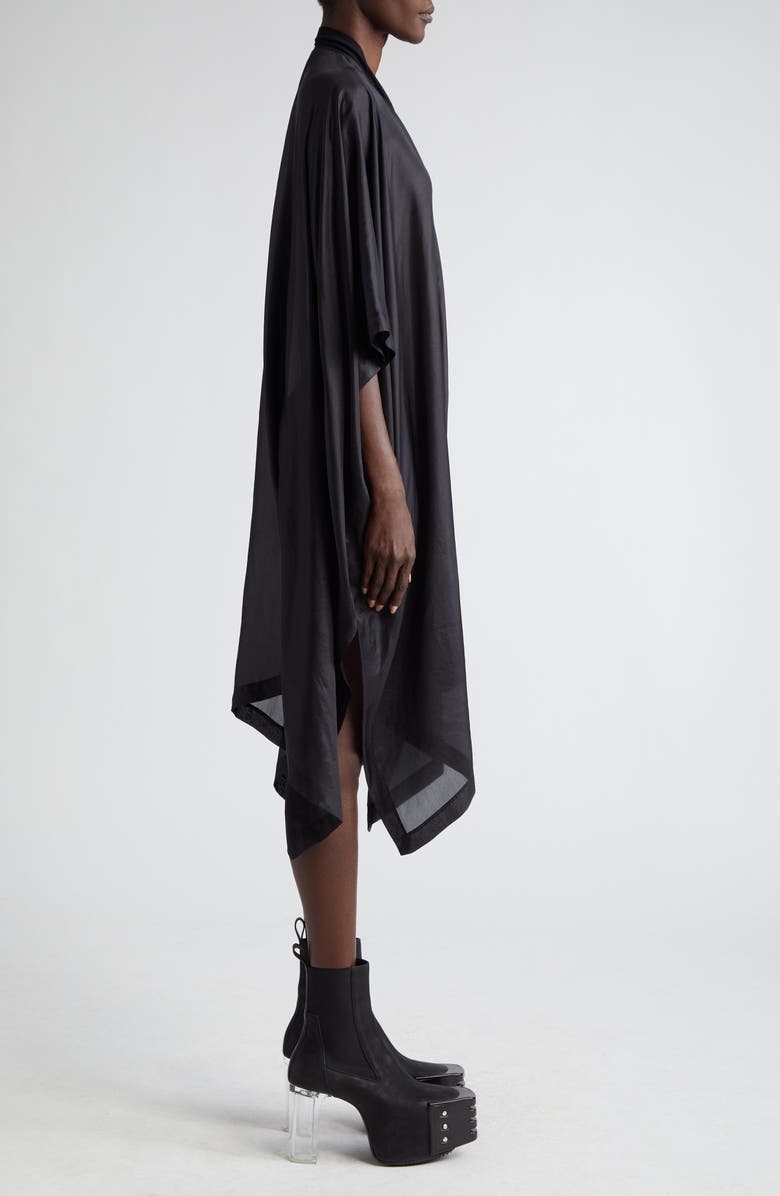 Rick Owens Long Zip Front Silk Poncho, Alternate, color,
