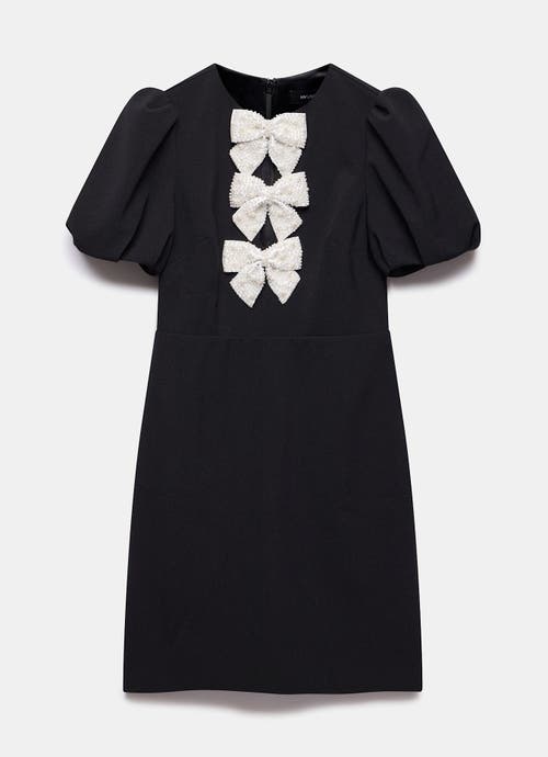 Mint Velvet Bow Detail Mini Dress In Black