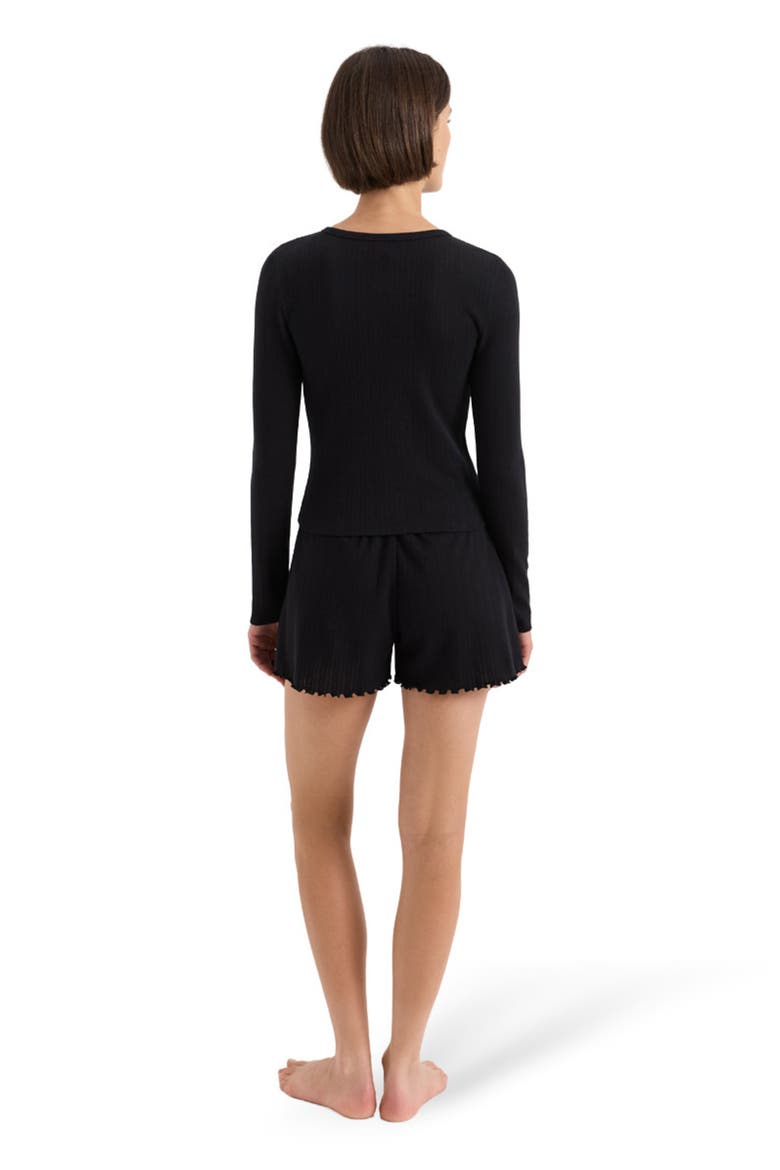 Organic Cotton Pointelle Long Sleeve Tee, Alternate, color, Black
