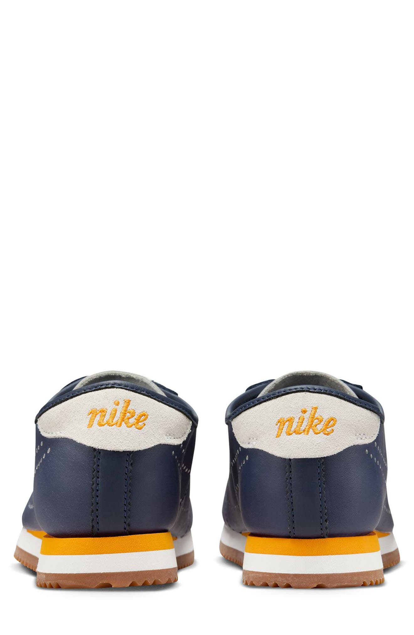 Nike Cortez Leather Sneaker, Alternate, color, Midnight Navy/ Bright Ceramic