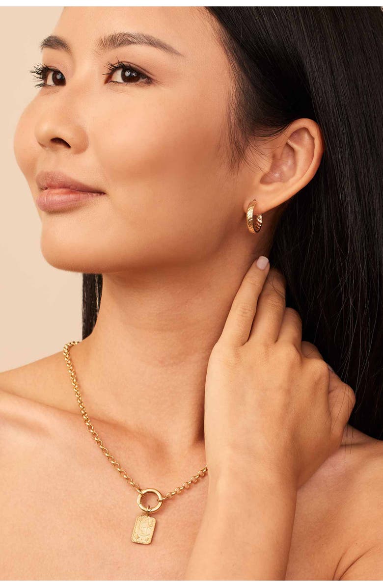 Oradina 14K Gold Cobra Hoops Earrings, Alternate, color, 