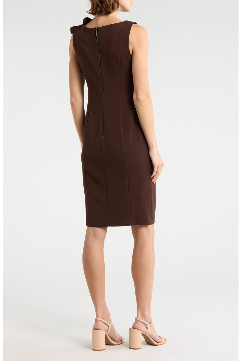 Bow Sheath Dress, Alternate, color, COFFEE BEAN