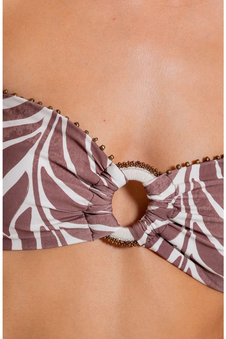 Bead Trimmed Bandeau Bikini Top, Alternate, color, VANILLA CUSTARD