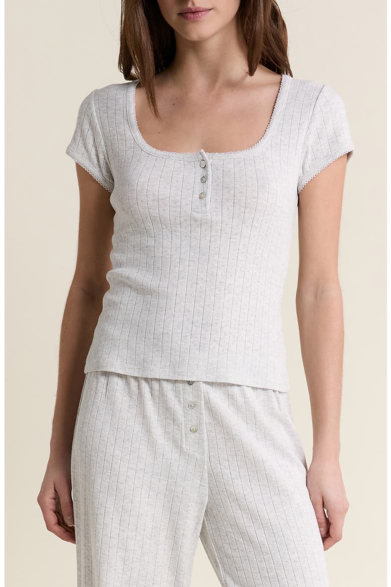 Katell Pointelle Cotton Pajama Top, Main, color, GREY