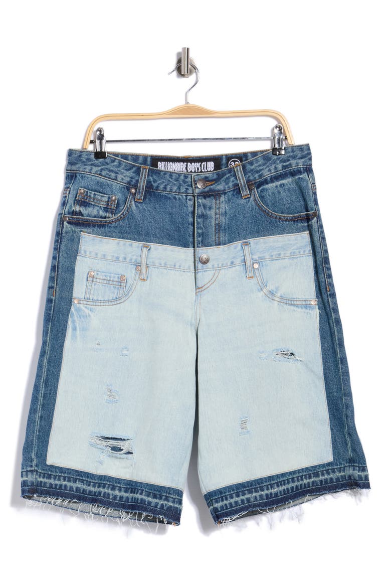 Apollo Layered Distressed Denim Shorts, Main, color, X WASH