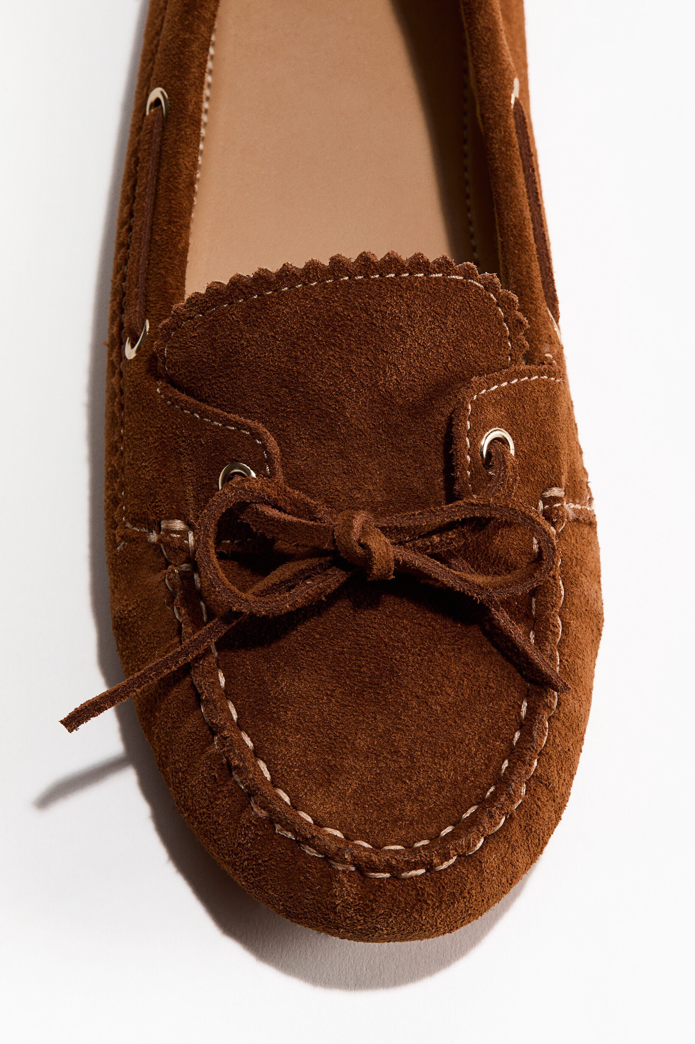 H&M Leather Deck Shoes, Alternate, color, Brown