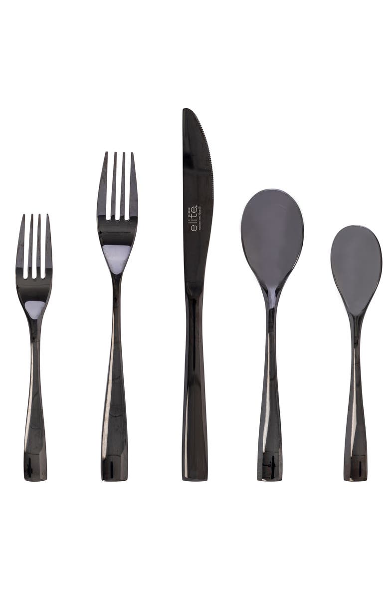Gibson Elite Holland Road 20 Piece Black Stainless Steel Flatware Set, Main, color, Black