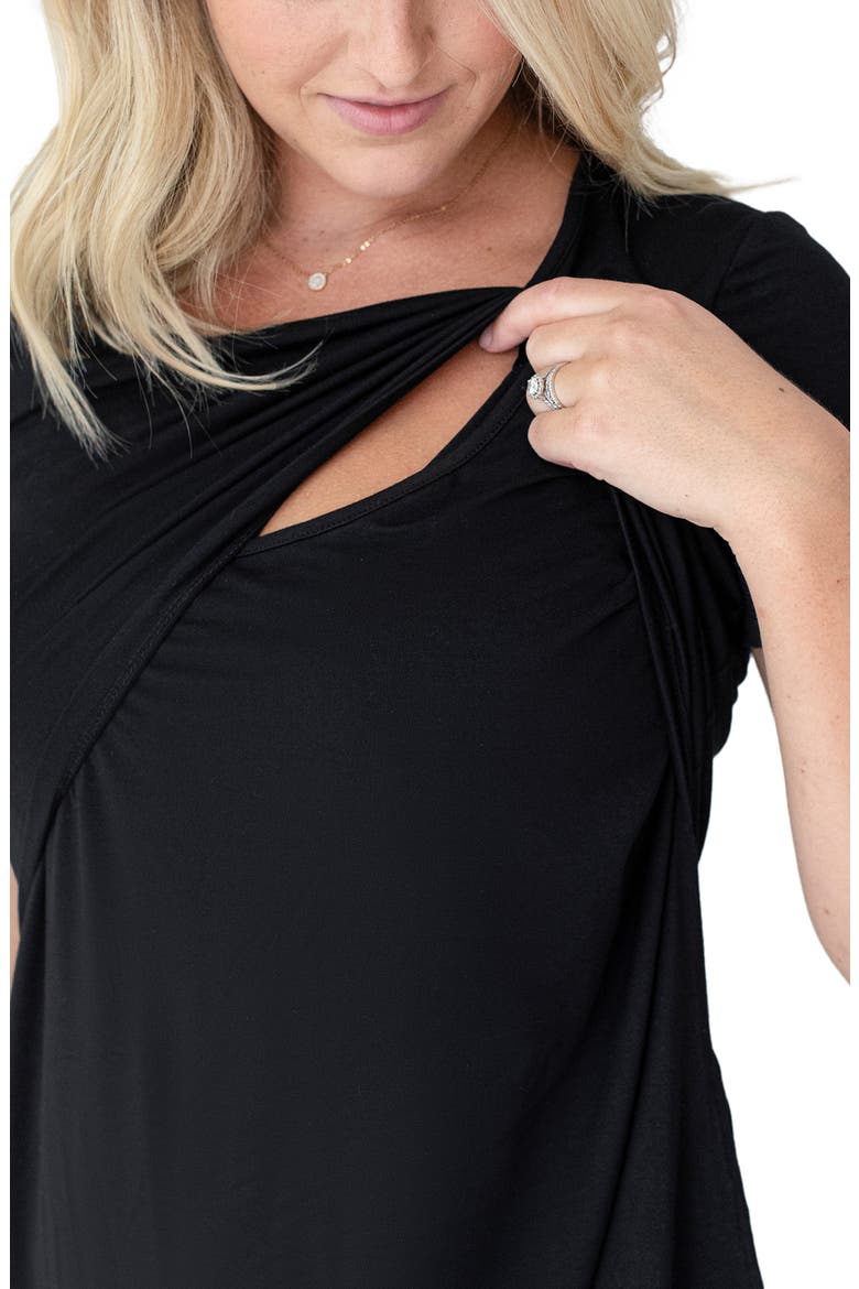 Eleanora Maternity/Nursing Lounge Dress, Alternate, color, BLACK