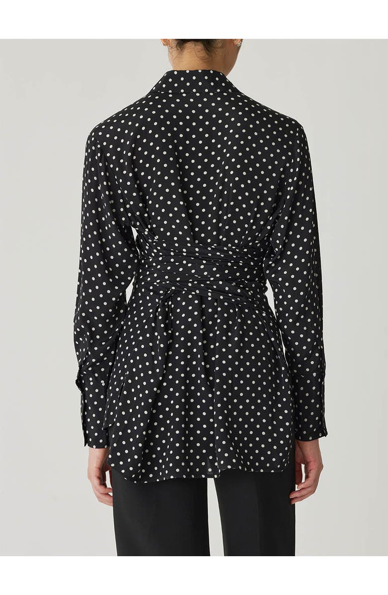 Rebecca Taylor Polka Dot Silky Wrap Shirt, Alternate, color, Black Dot Combo