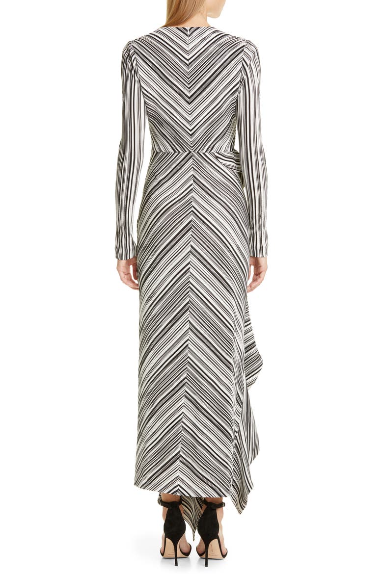 Taja Ruffle Long Sleeve Evening Dress, Alternate, color, BLACK AND WHITE