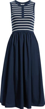 Caslon® Sleeveless Mixed Media Midi Dress