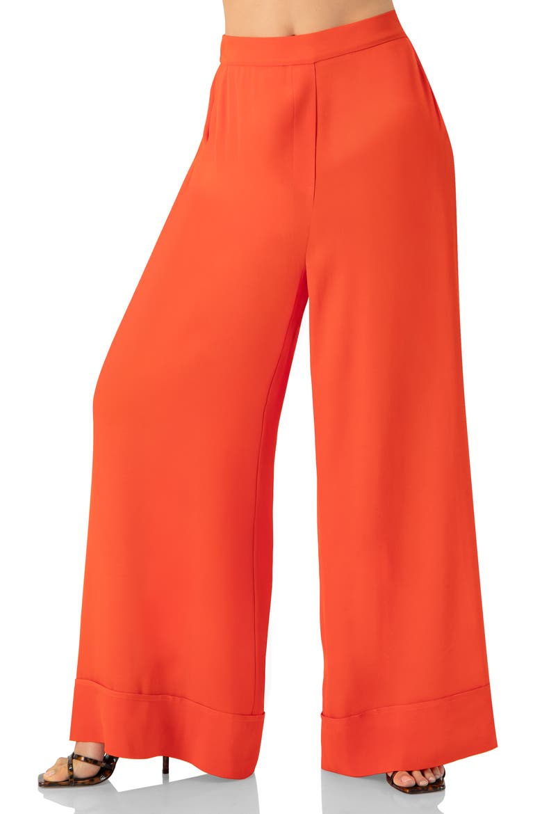 Light Weight Wide-Leg Straight Pants, Main, color, Orange