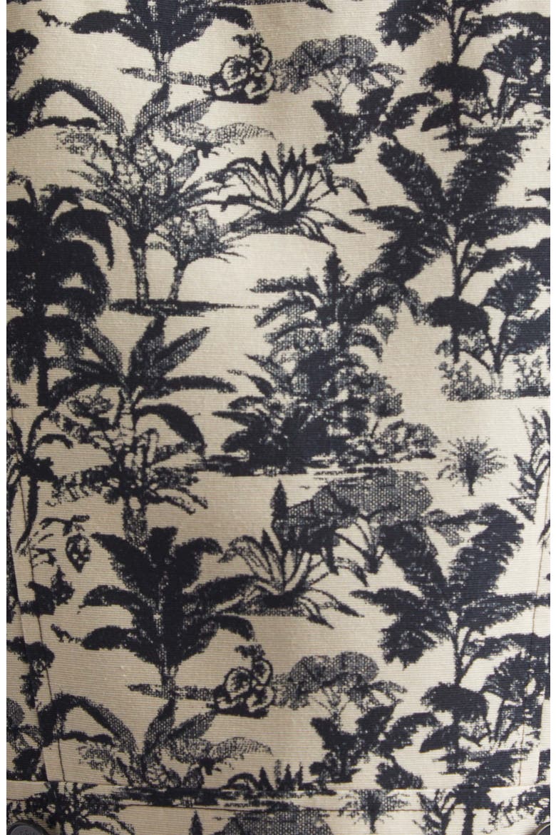 London Tropical Print Short Sleeve Crop Jacket, Alternate, color, JET/ NATURAL